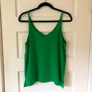 Green V-Neck Sleeveless Top